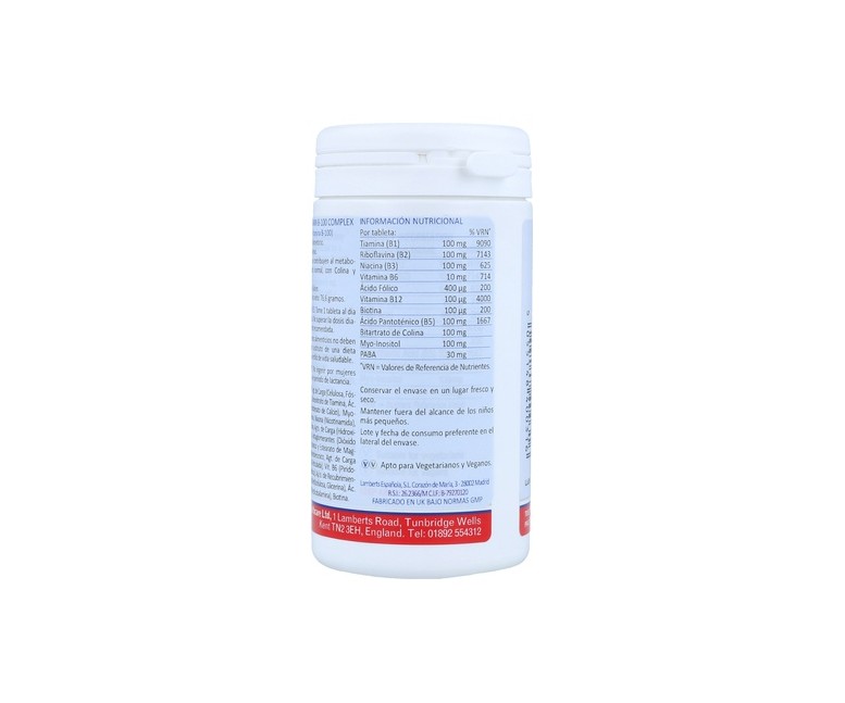 Vitamina B-100 Complex 60 tabletas Lamberts